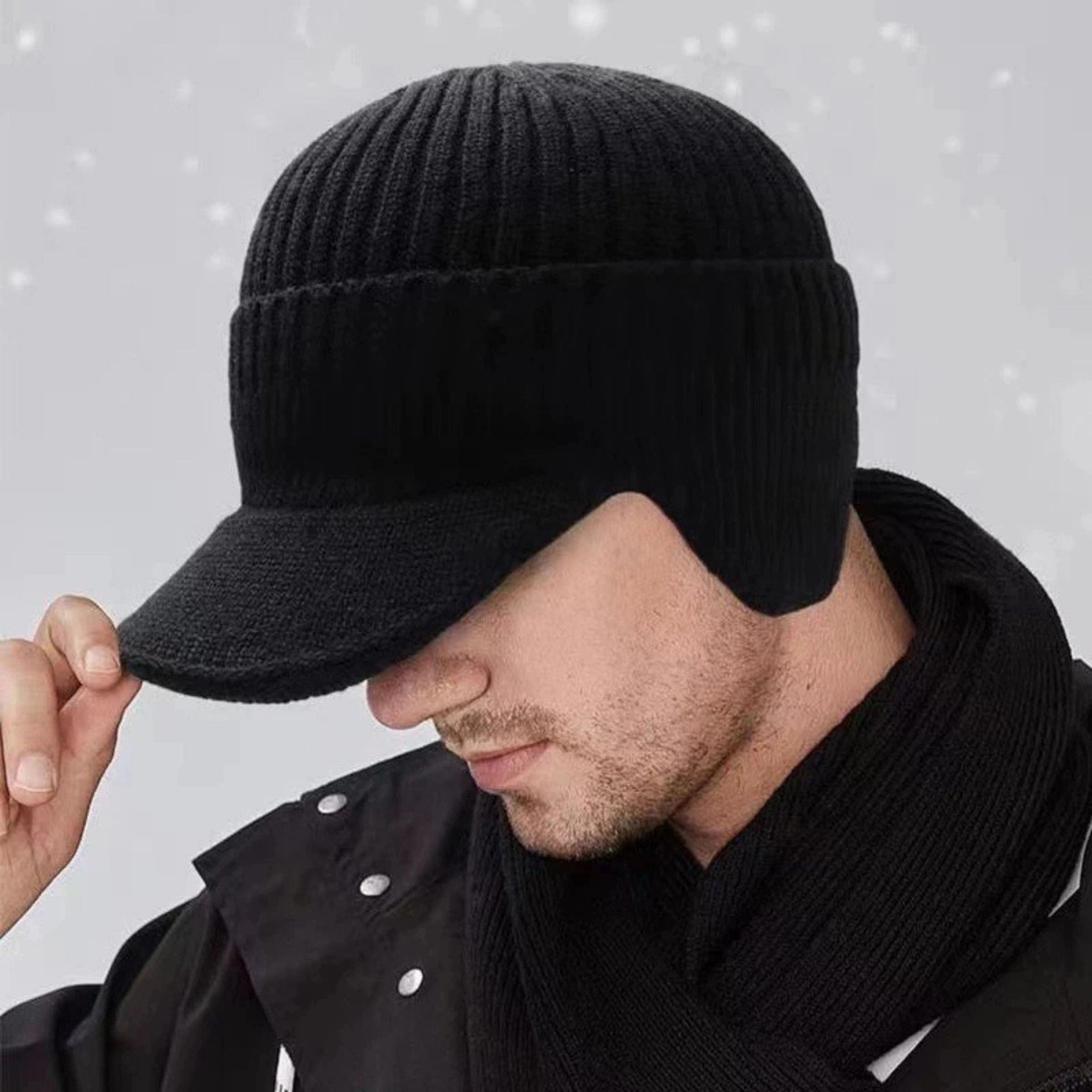 SS Design Unisex Knit Ear Flap Ski Hat Winter Warm Stretch Beanie