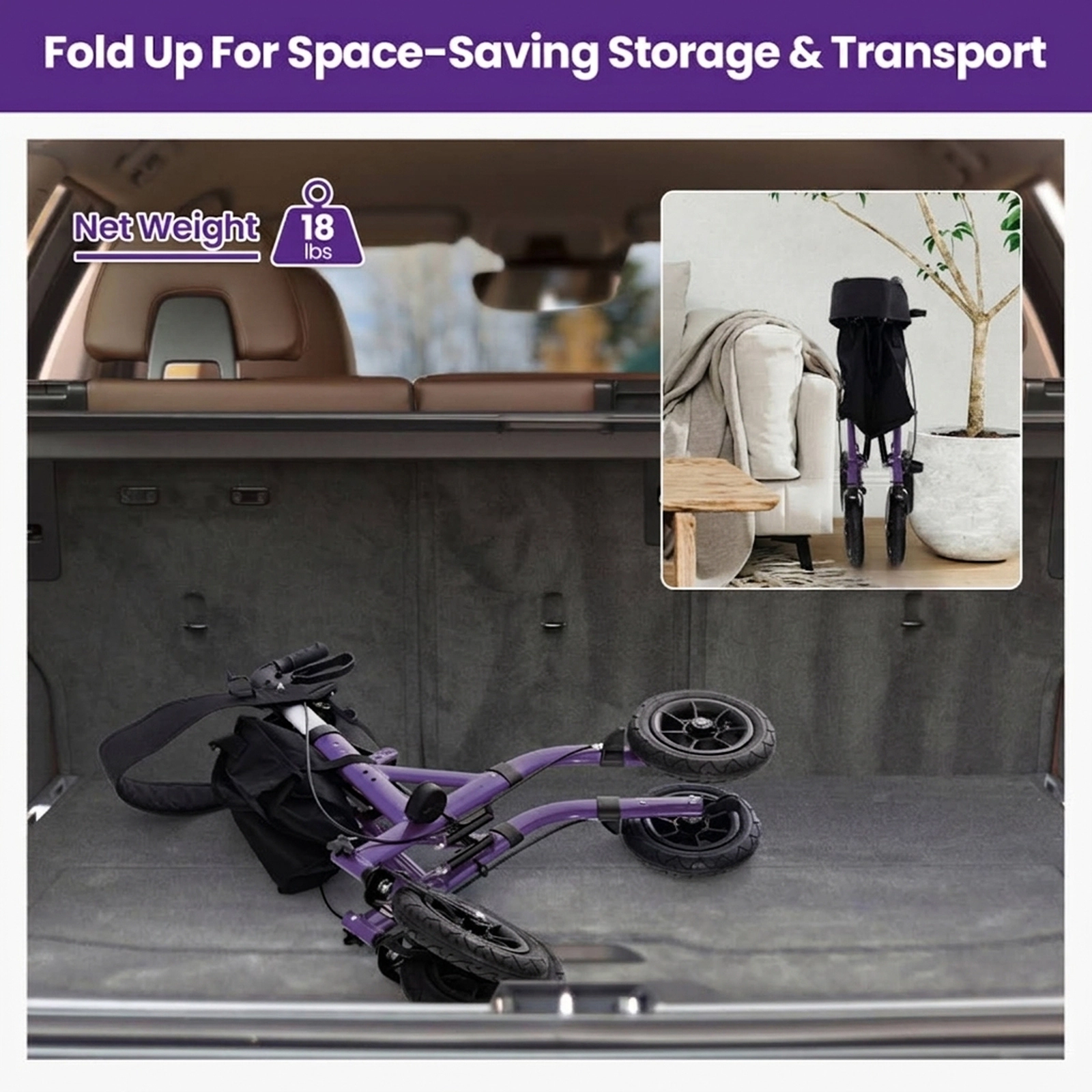 SUGIFT Folding Rollator Walker with Seat, 350-Lb Capacity, 9.5-Inch All-Terrain Wheels