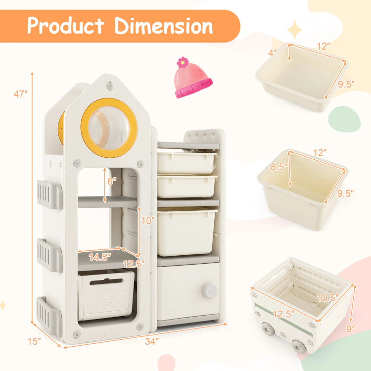 Hivvago Multipurpose Toy Chest And Bookshelf With Mobile Trolley