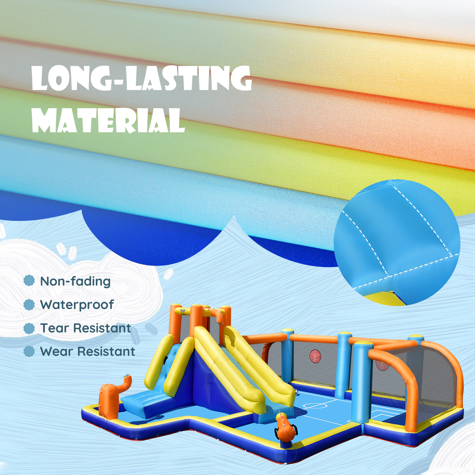 Hivvago Giant Soccer-Themed Inflatable Water Slide with 735W Blower