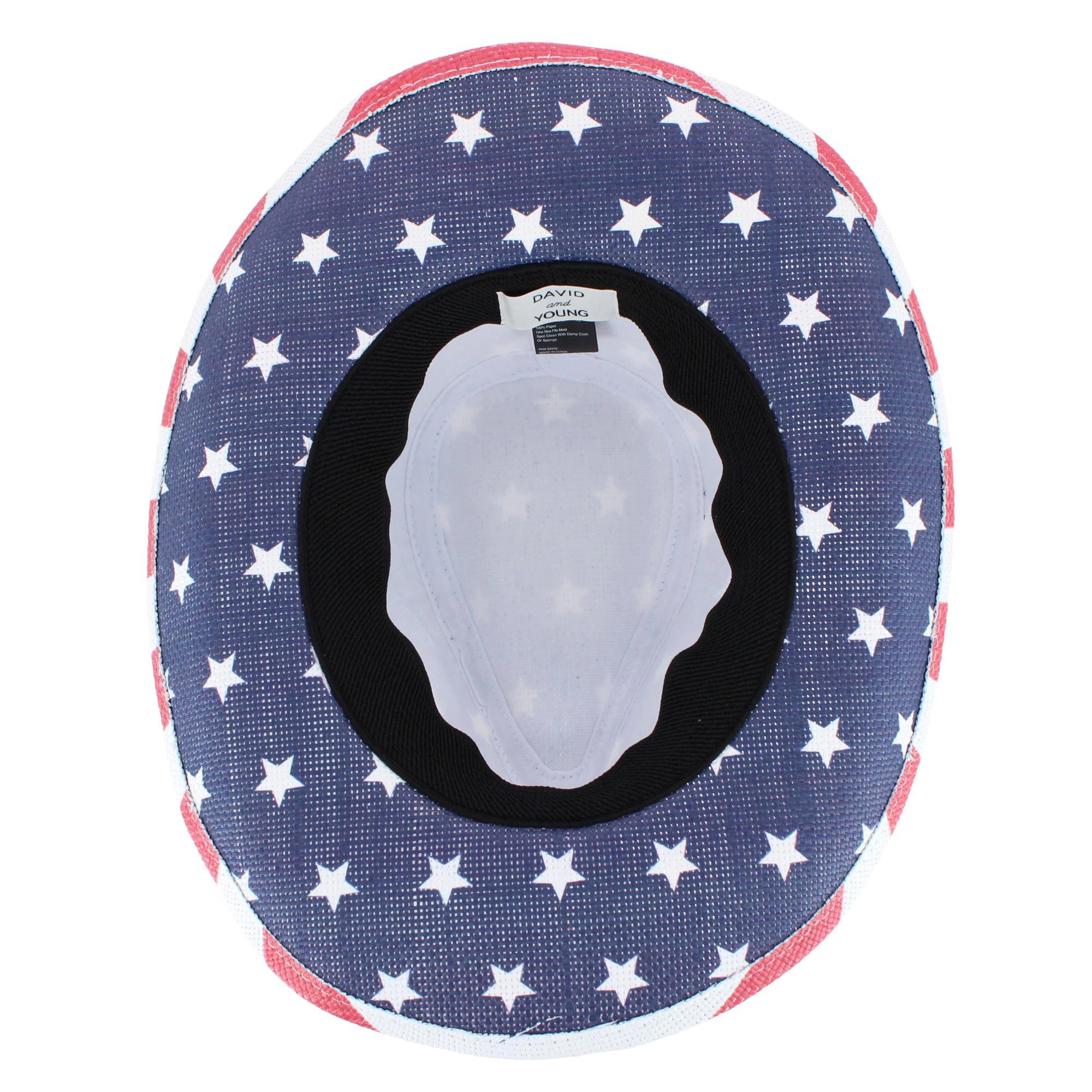 CTM Unisex Americana Stars and Stripes Cowboy Straw Hat