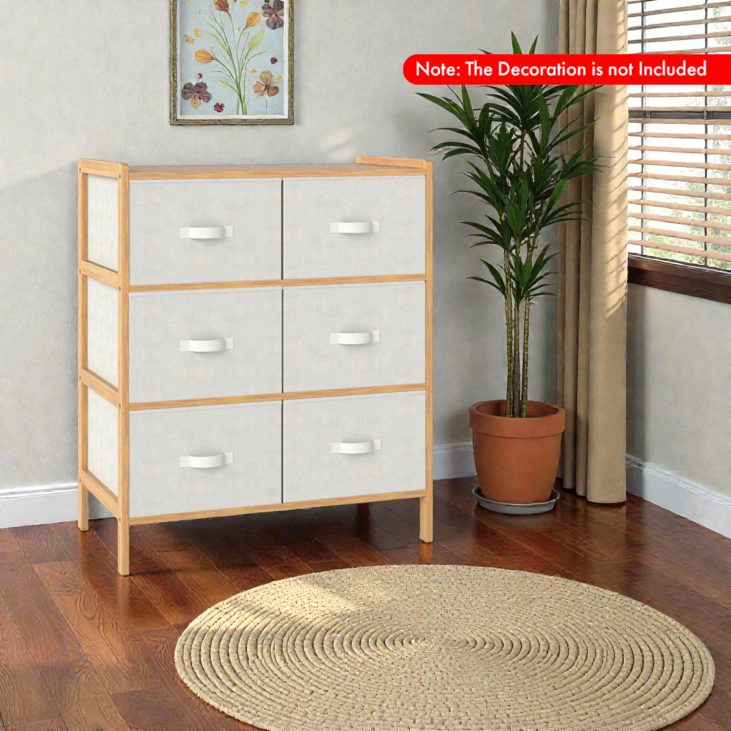 Hivvago Fabric Storage Chest with Six Folding Bins for Home Organization
