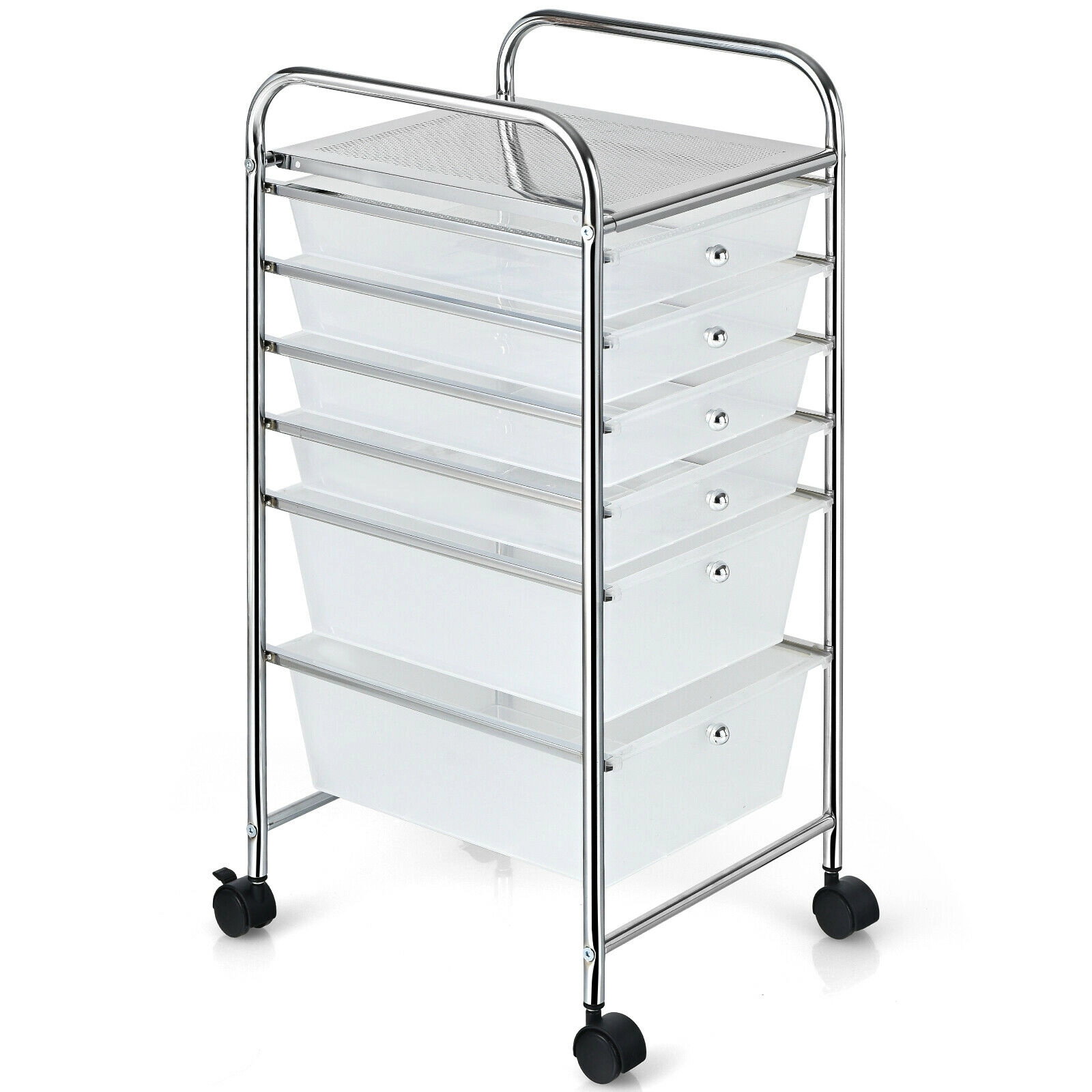 SUGIFT 6-Drawer Rolling Storage Cart Organizer 17-in Long Steel and PP Frame Multicolor Clear Drawers