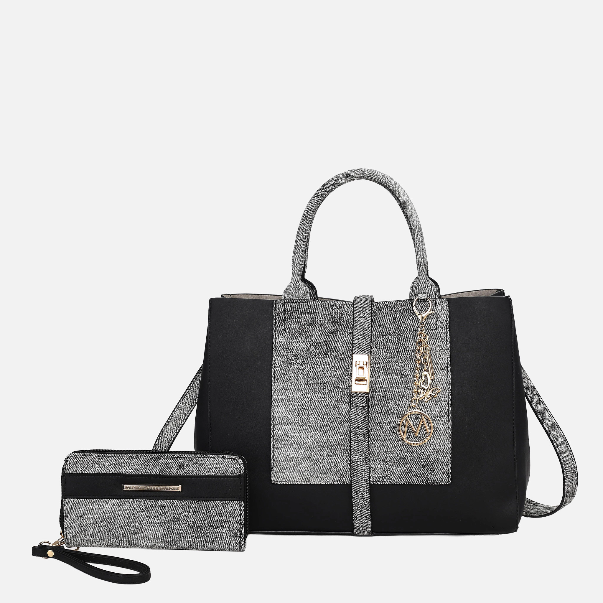 Mia K Collection Faux Leather Tote with Detachable Strap and Wallet