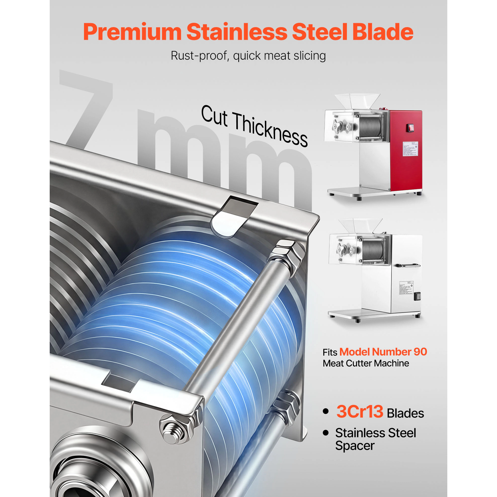 HONGGE Meat Cutter Machine Blade Replacement Commercial Blade for Model 90 Food Slicer Stainless Steel for Boneless