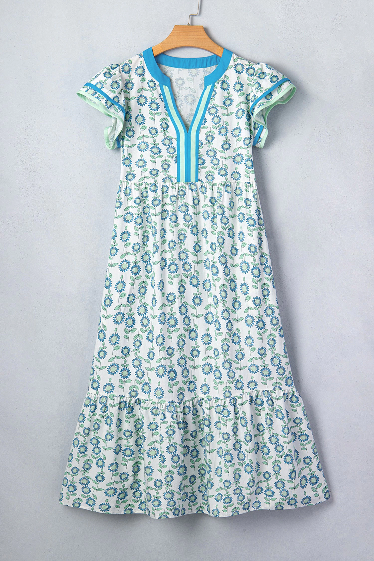 Threaded Pear Womens Clementine Flutter Sleeve Long Dress