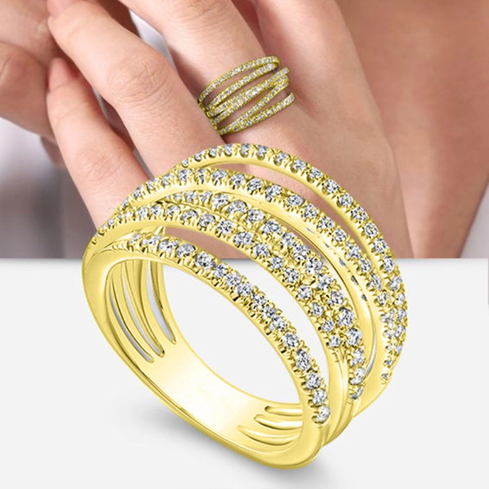 Multi‑Layer Intertwined Pave Cubic Zirconia Statement Ring
