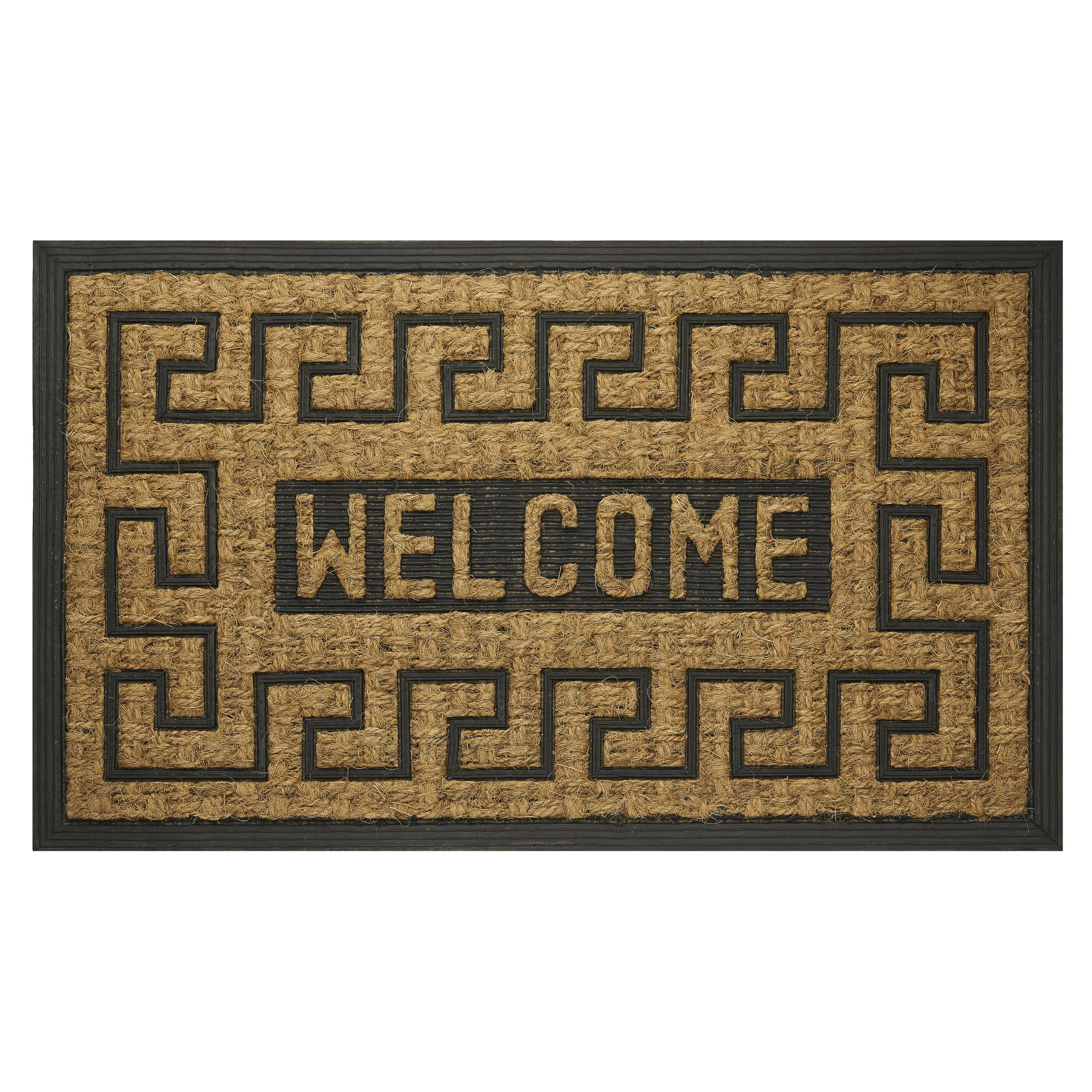 Kate Aurora Yorkville Welcome Ironwork Designed Coir Bristled Outdoor All Season Welcome Mat With Rubber Trim - 18"x30"
