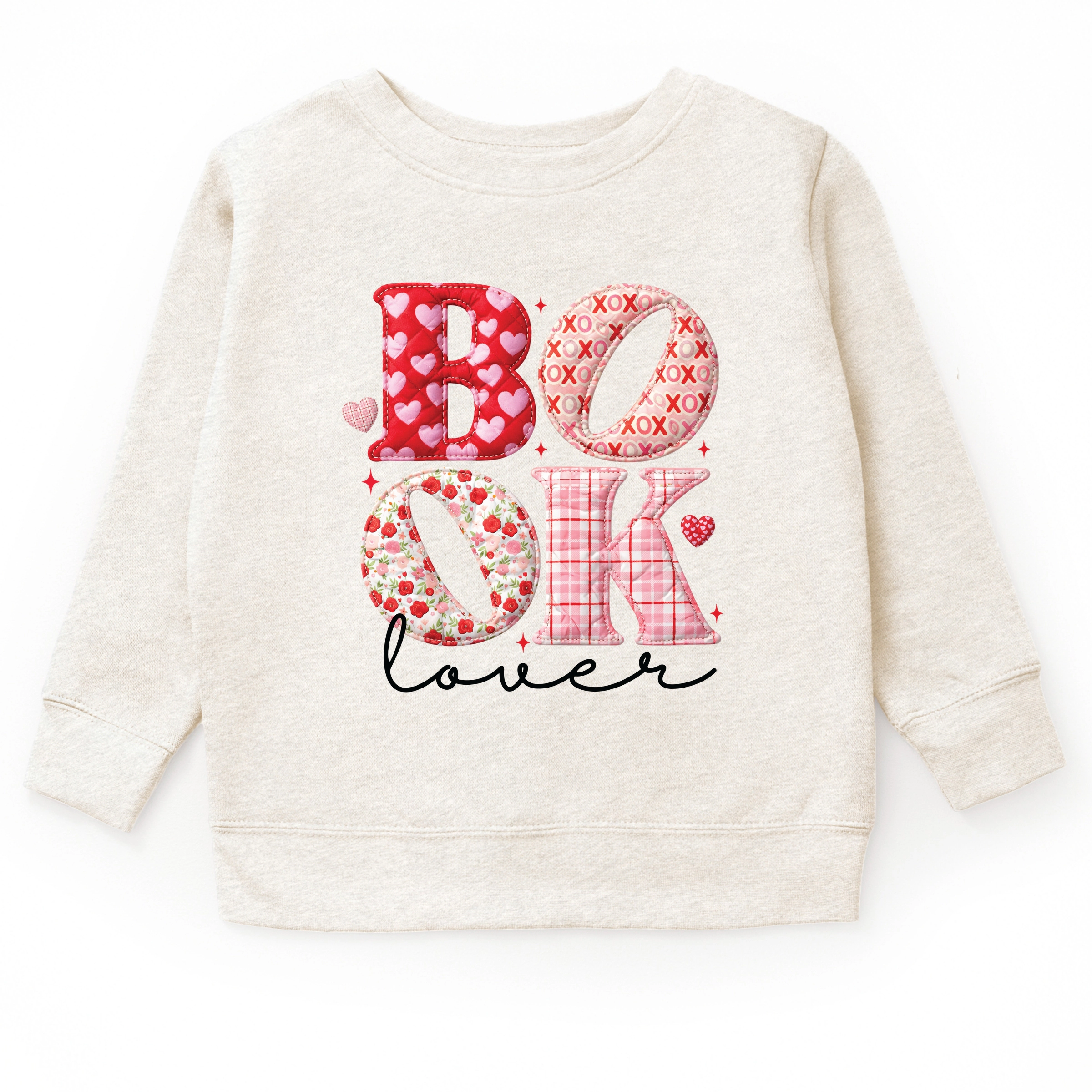 The Juniper Shop - Book Lover Patchwork Print Youth Graphic Sweatshirt
