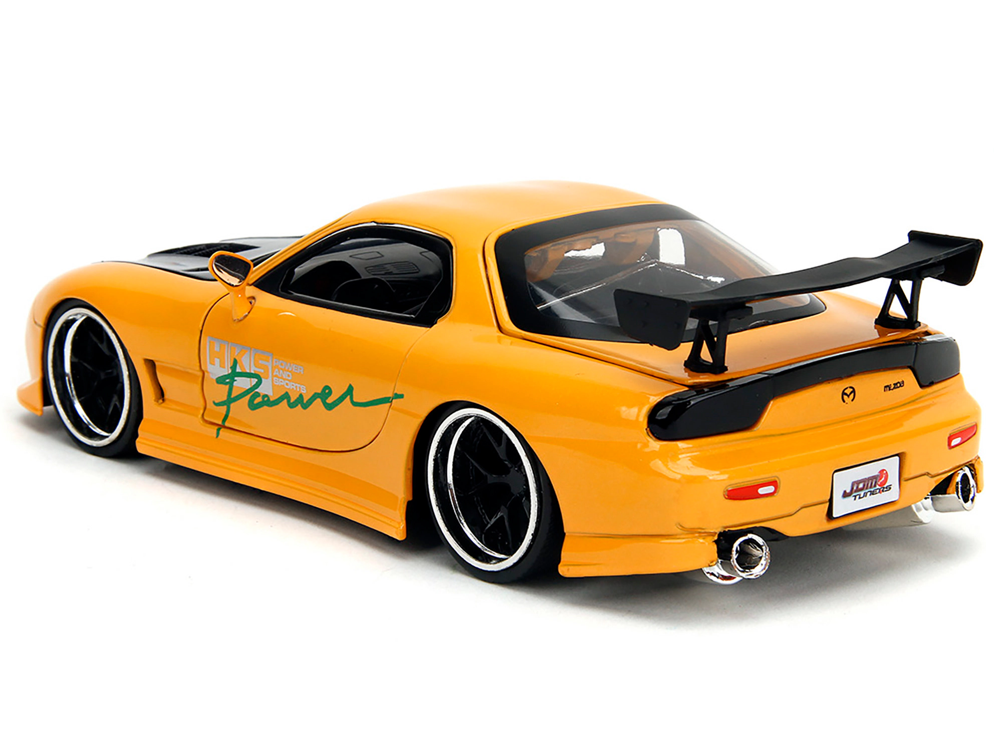 Jada 1993 Mazda RX-7 "HKS Power" Yellow with Carbon Hood "JDM Tuners" Series 1/24 Diecast Model Car by Jada