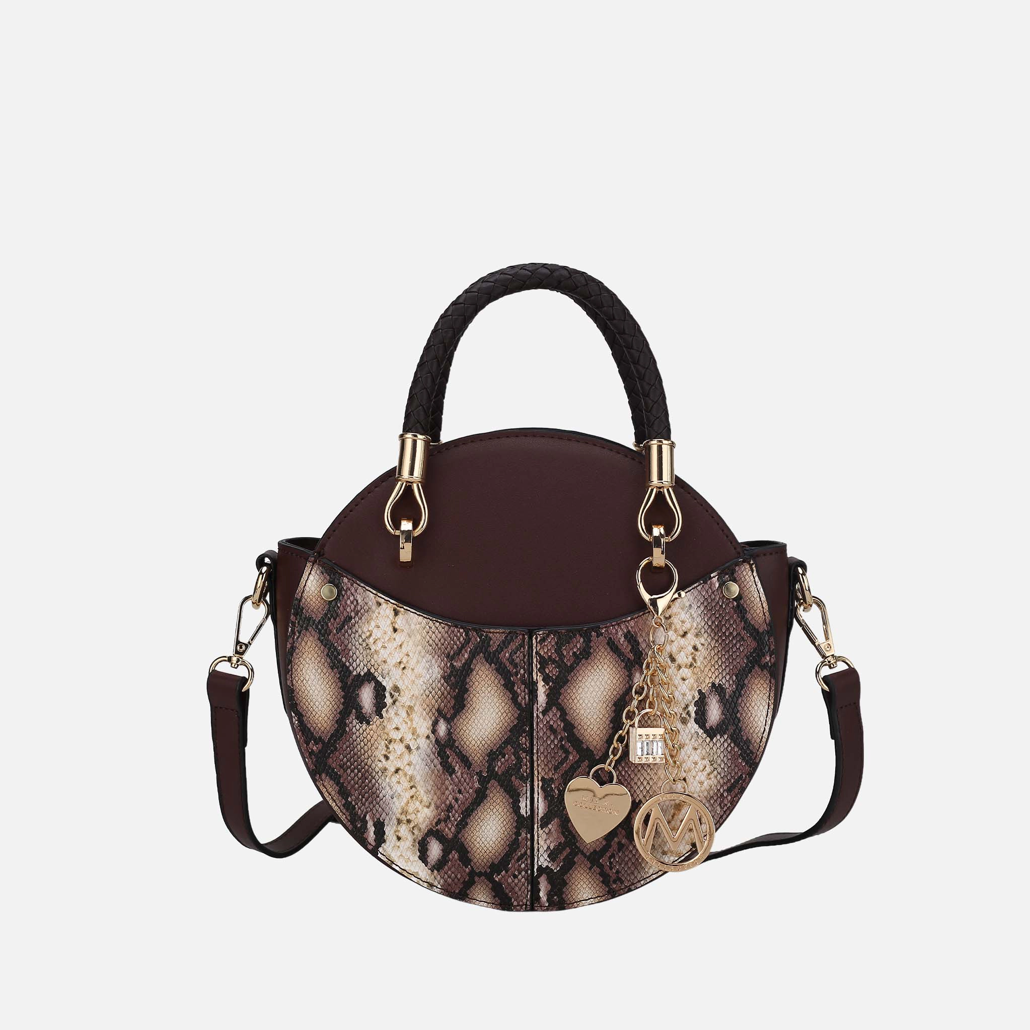 MKF Collection Camille Women’s Round Crossbody Bag - Snake Embossed Vegan Leather Shoulder Bag