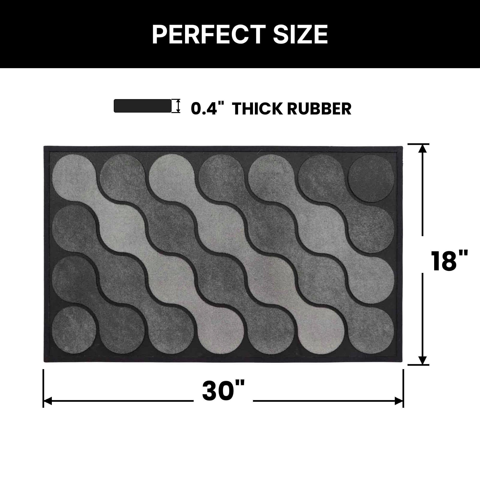Evideco French Home Goods Gray Ripple Rubber Doormat 30 x 18 Inches