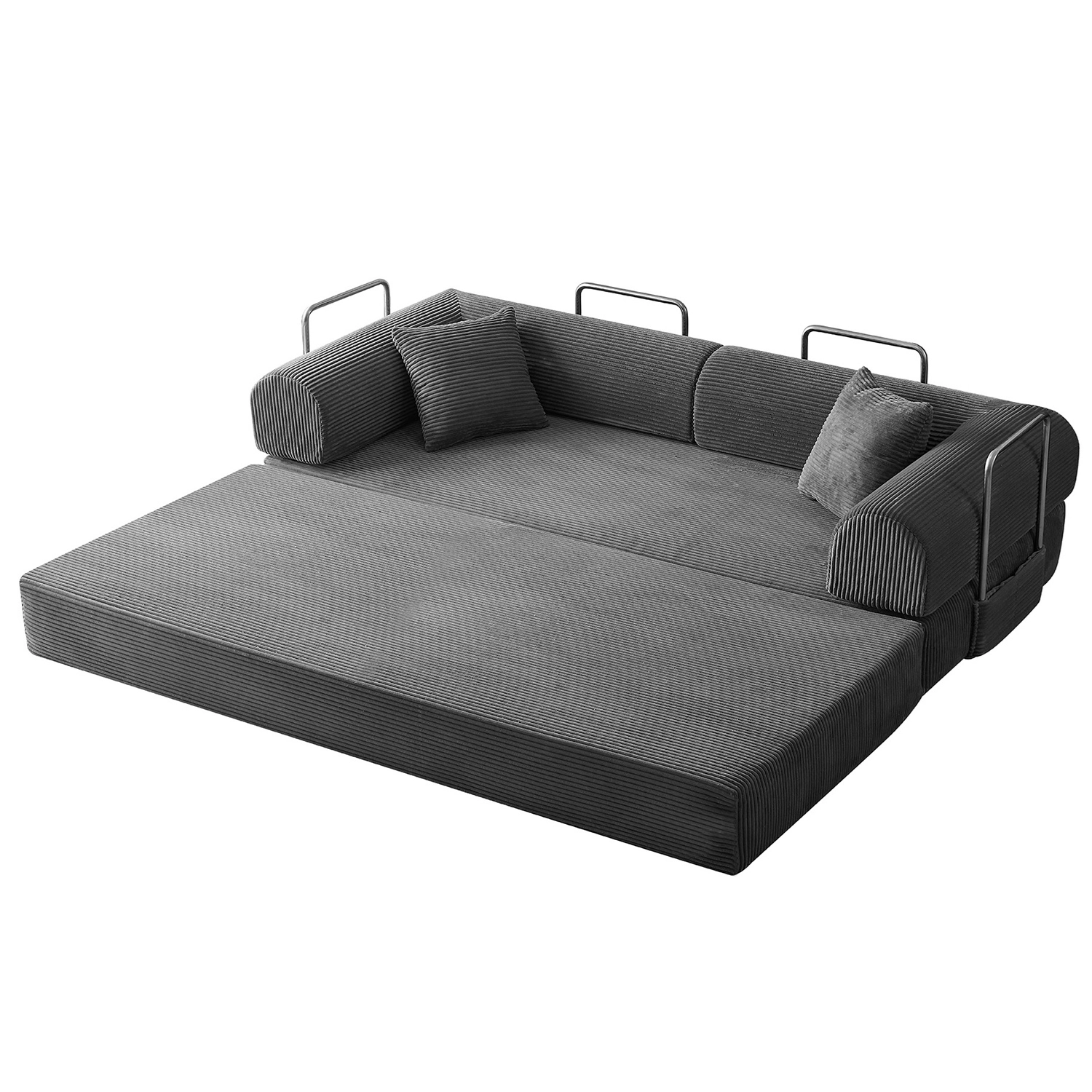 GBruno 3-Seat Convertible Corduroy Floor Sofa Bed