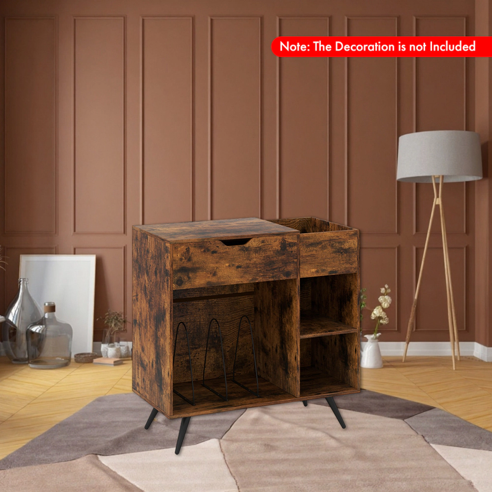 Hivvago Turntable Storage Stand with Built-In Power Station