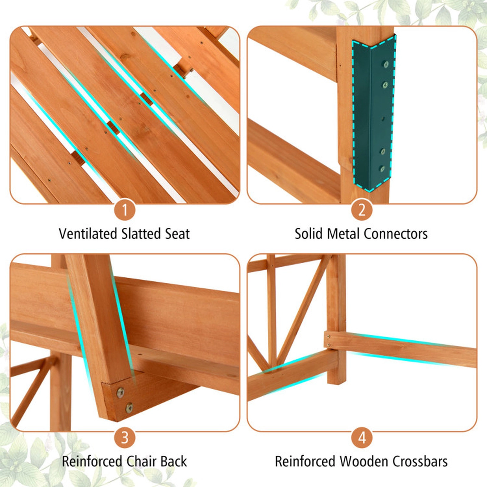 SUGIFT Yellow Fir Wood Garden Arbor with 2-Seat Bench, Climbing Trellis, 6.2 ft