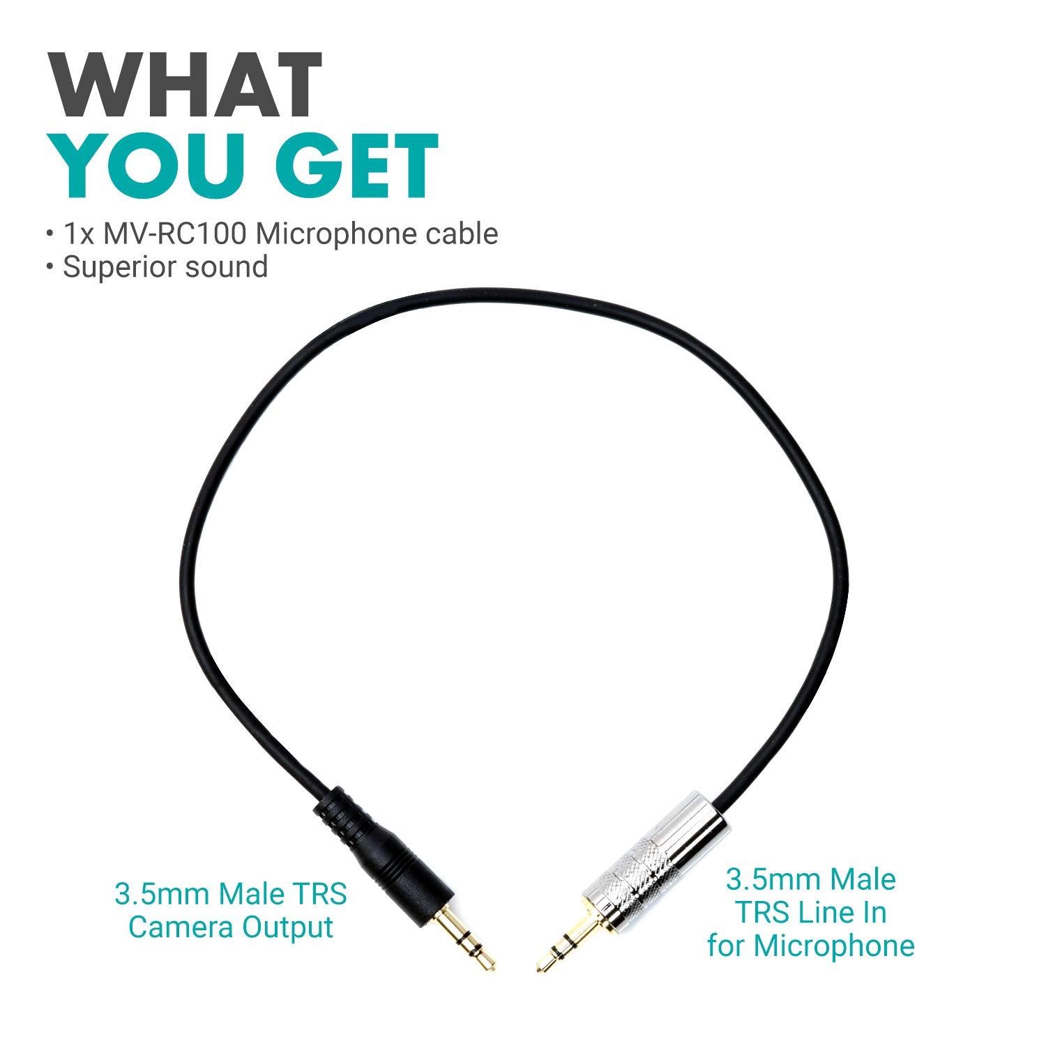 Movo MV-RC100 3.5mm Male Line-in to Male Microphone Attenuator Cable