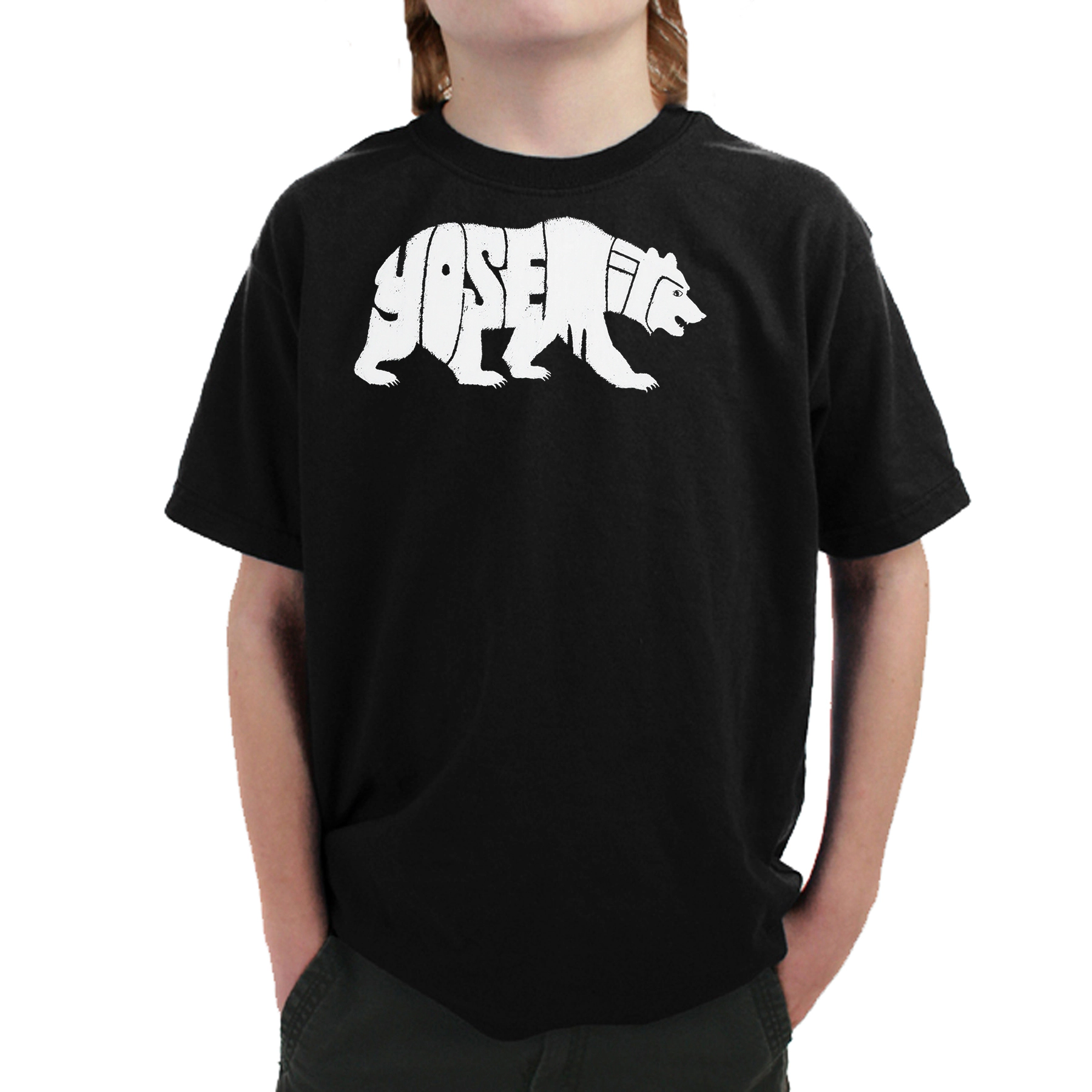 LA Pop Art Boy's Word T-Shirt - Yosemite Bear