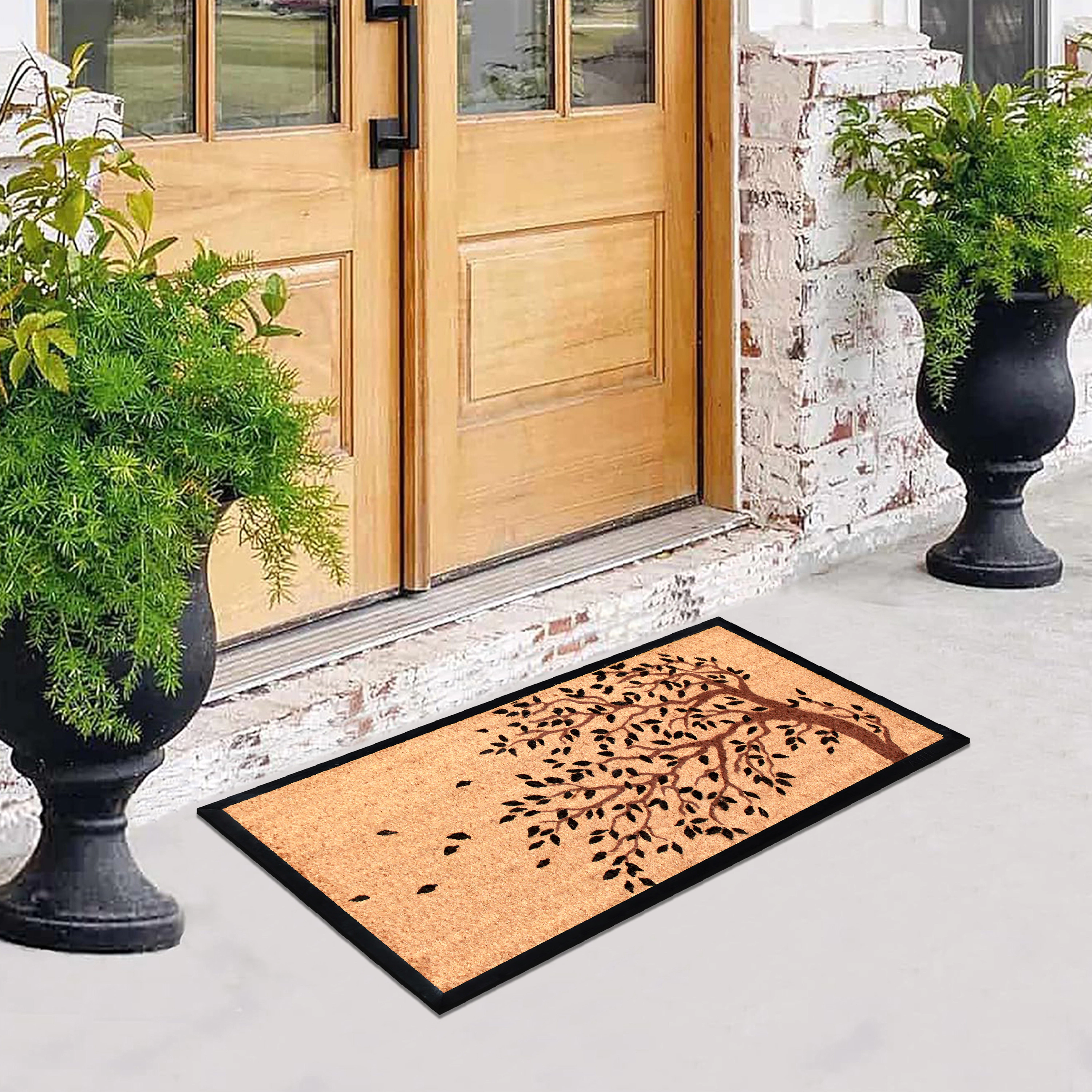 A1HC Door Mat 24x48 Inches Heavy Duty Non-Slip Durable Shedding Tree Bronze