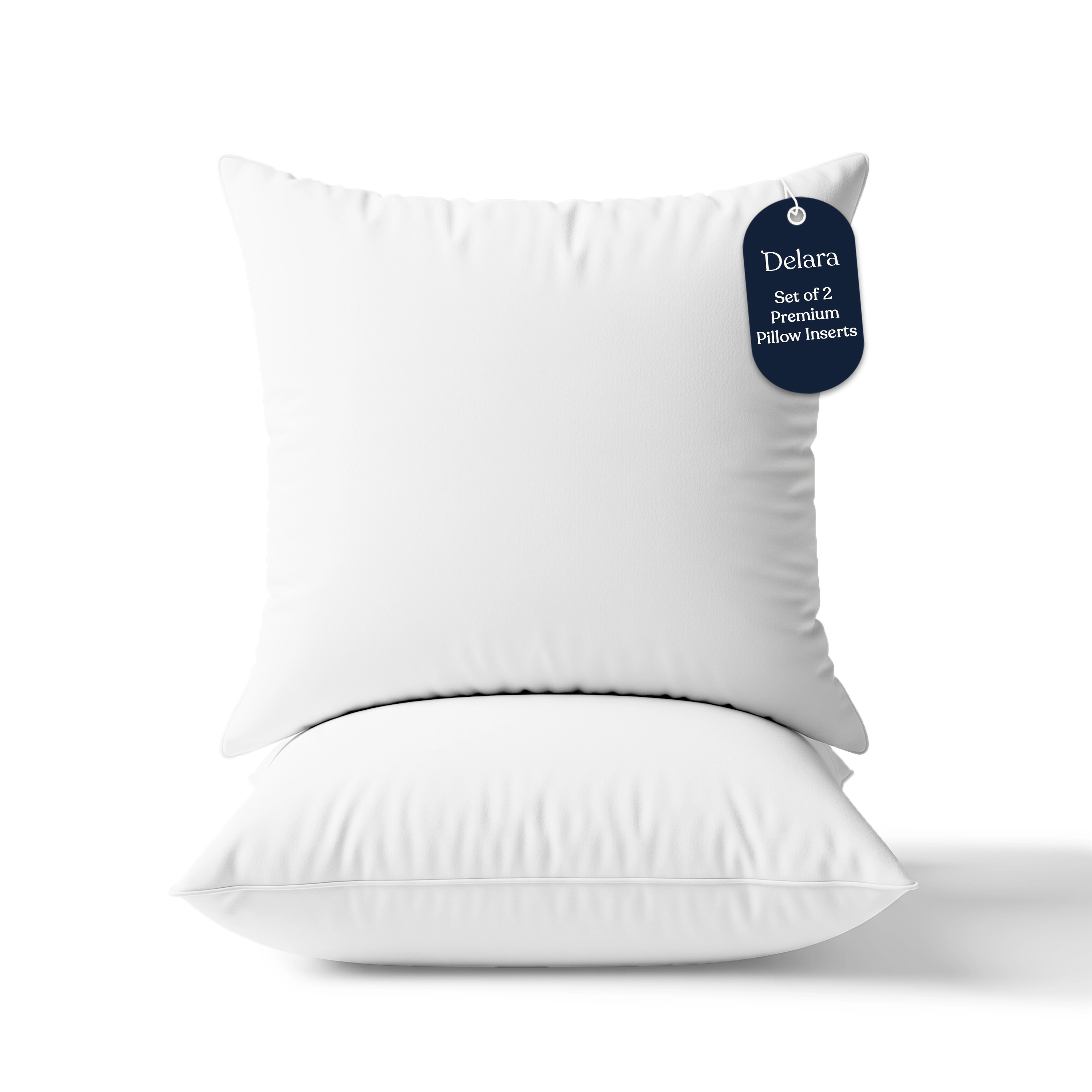 Delara Set of 2 Organic Cotton Throw Pillow Inserts 800 GSM Recycled Down Alternative Fill