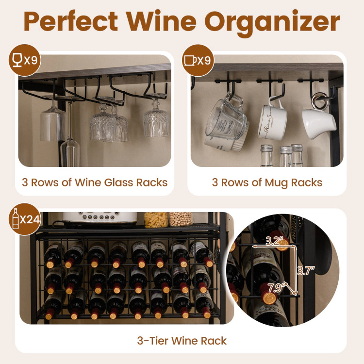 Hivvago Wine Organizer with Power Outlet and Bottle Holders