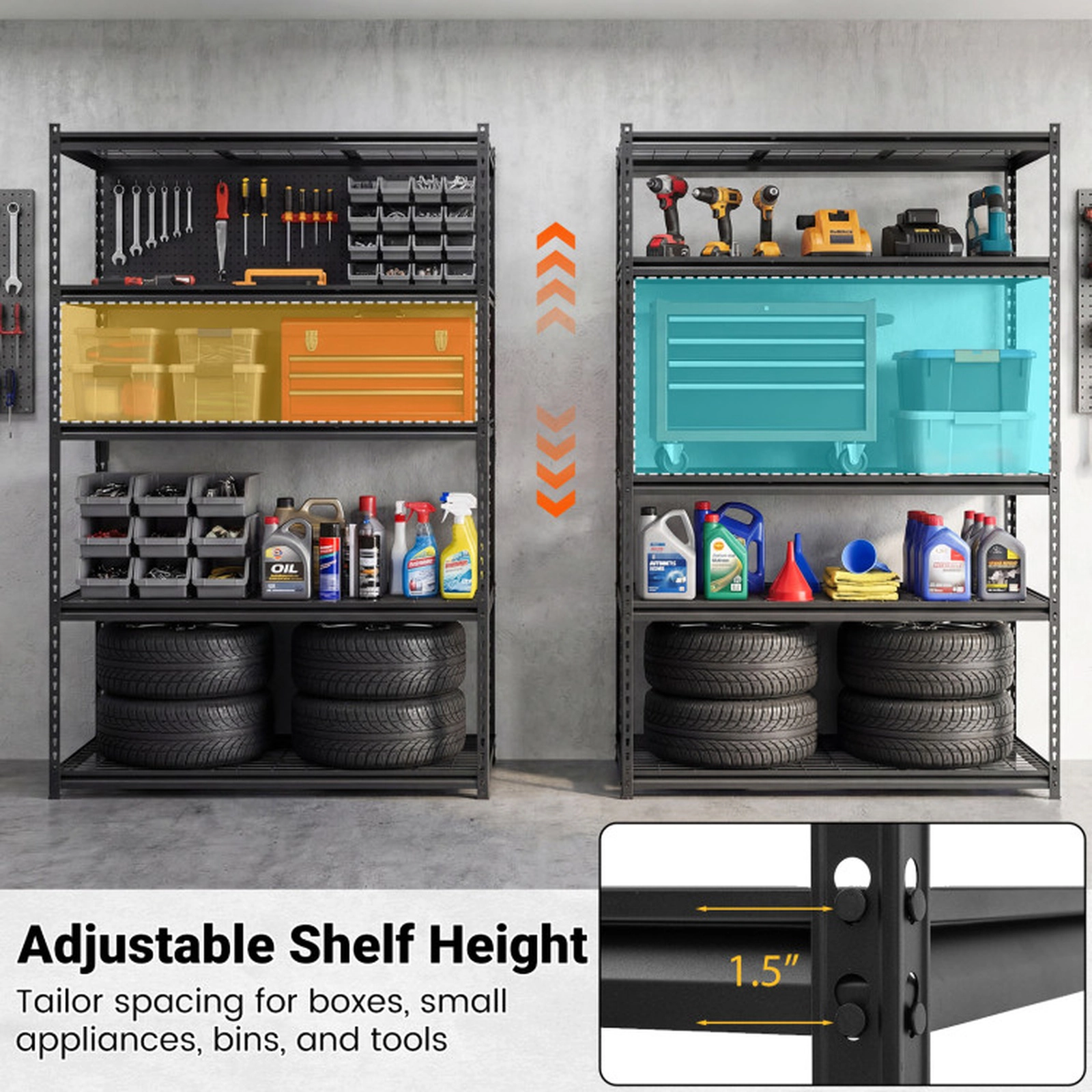 SUGIFT 48-in Wide 5-Tier 2000-lb Capacity Metal Wire Rack Shelving Unit with Connectors and Anti-Tip Kits