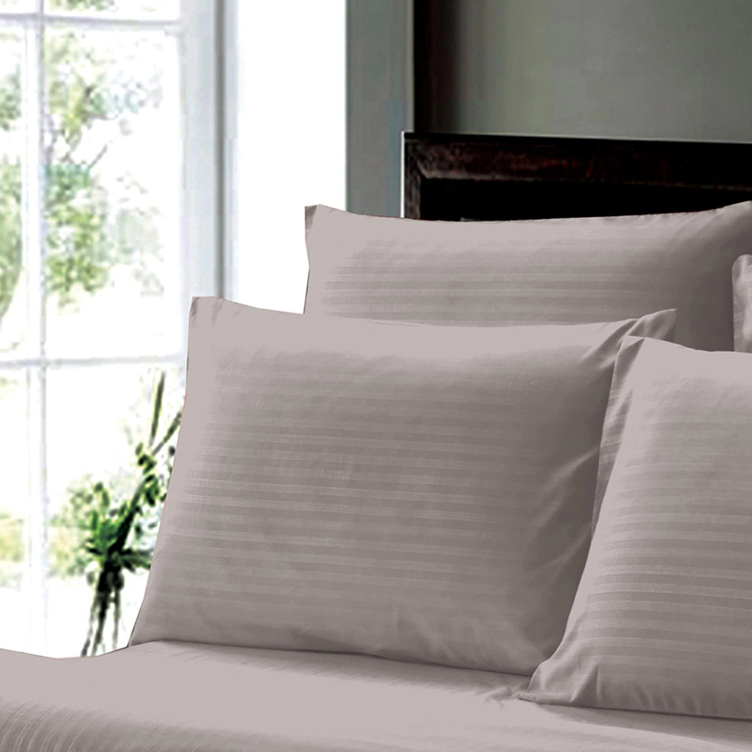 Plazatex Dobby Stripe Luxurious Ultra Soft Moisture Wicking Solid Color 4 Pieces Sheet Set Twin Charcoal