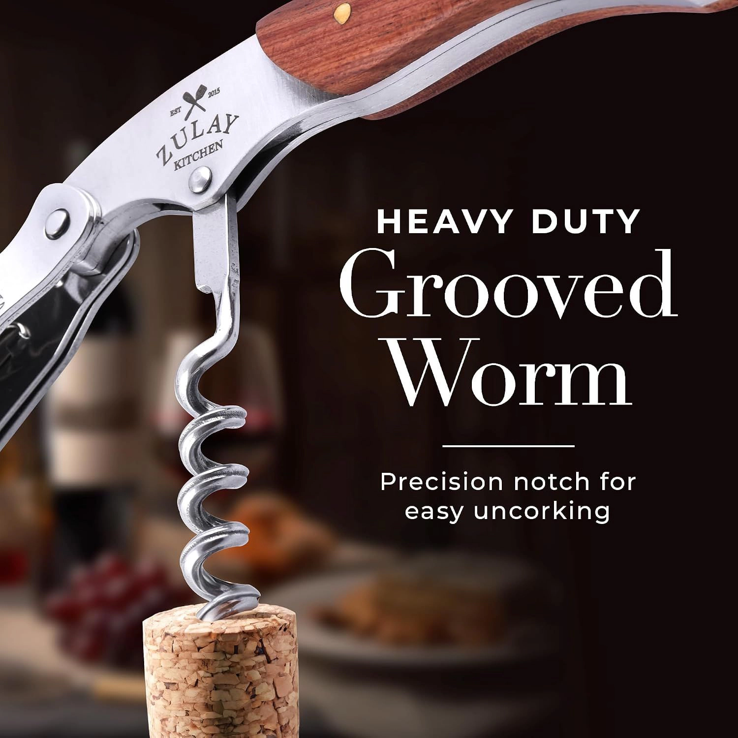 Zulay Kitchen Corkscrew Wine Opener with Foil Cutter & Cap Remover