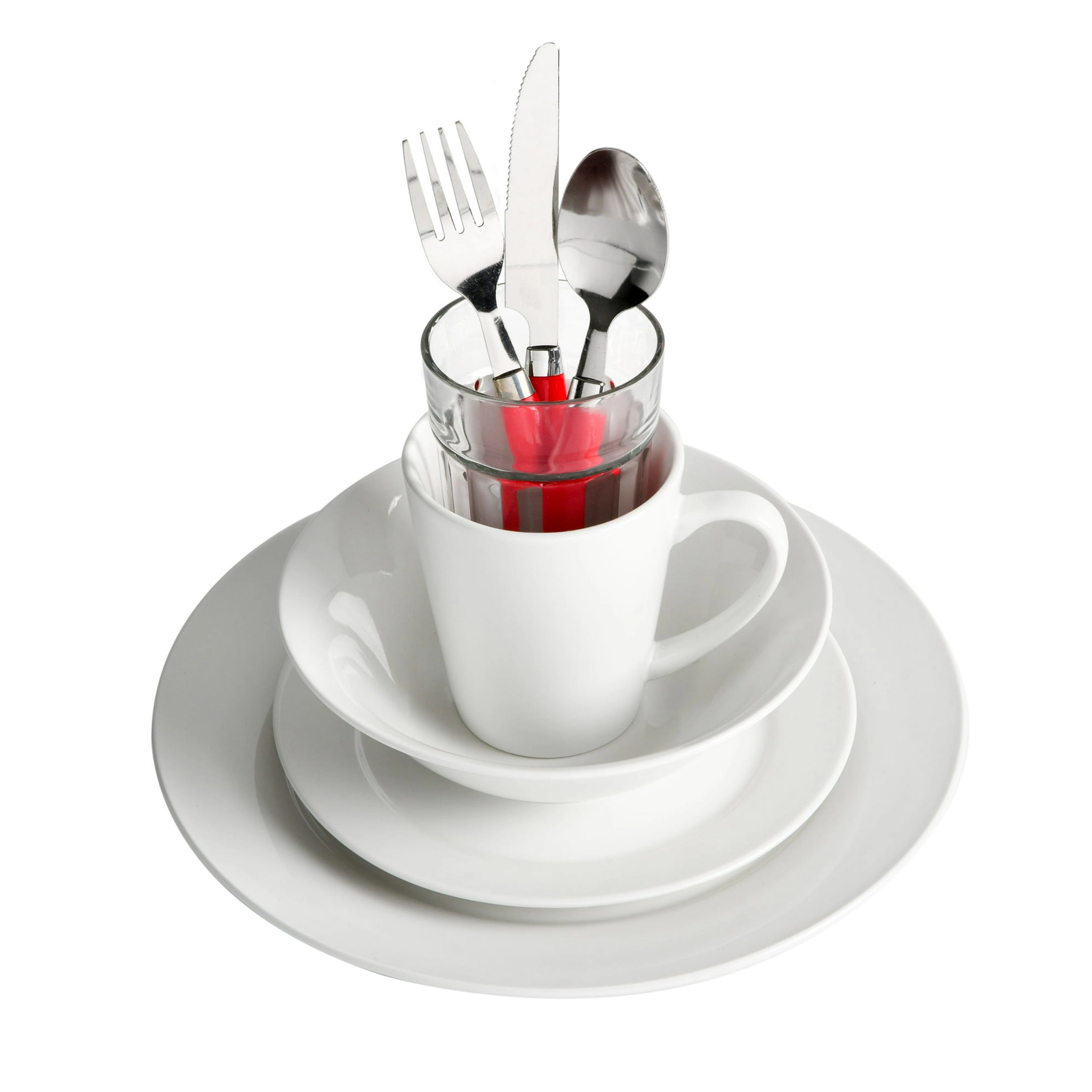Gibson Home Regal White II 32 Piece Fine Ceramic Dinnerware Combo Set in White