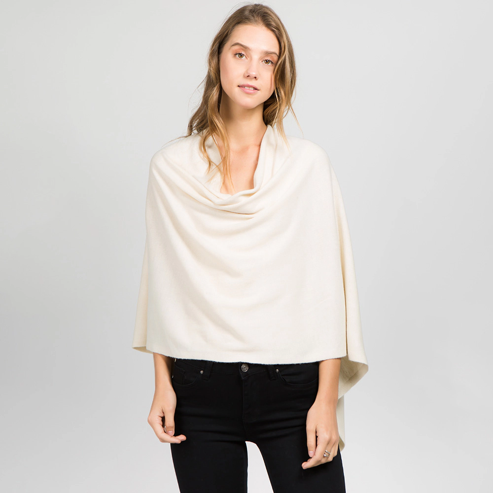 TRUEDAMES Women Solid Versatile Asymmetrical Poncho Wrap / Scarf