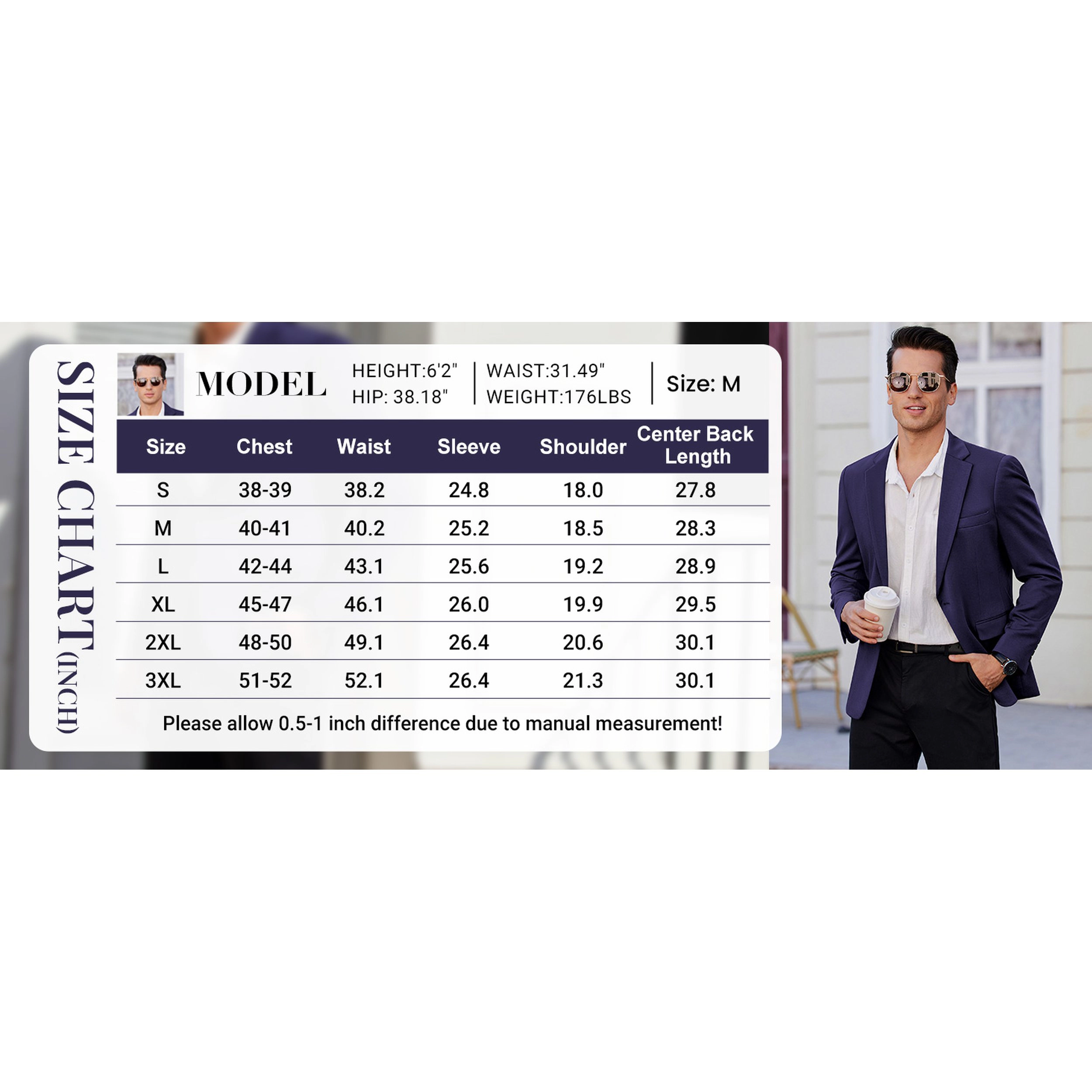 COOFANDY Men's Regular Fit Notch Lapel Casual Blazer Sport Coat Suit Jacket