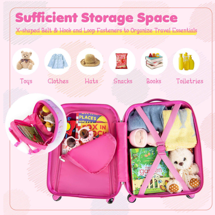 Hivvago 2 Pieces Kids Carry-on Luggage Set with 12 Inch Backpack