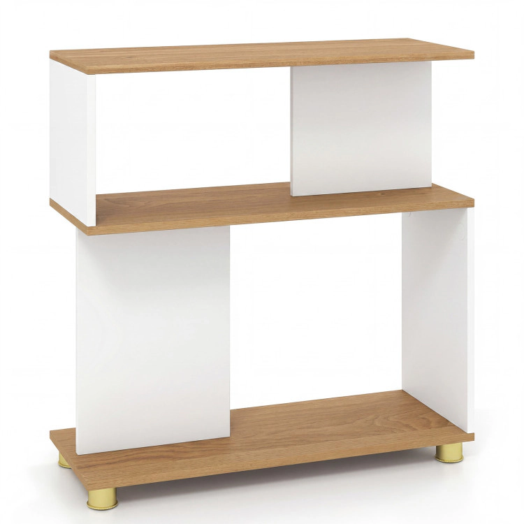 Hivvago S Curve Bookshelf with Open Shelves and Adjustable Feet