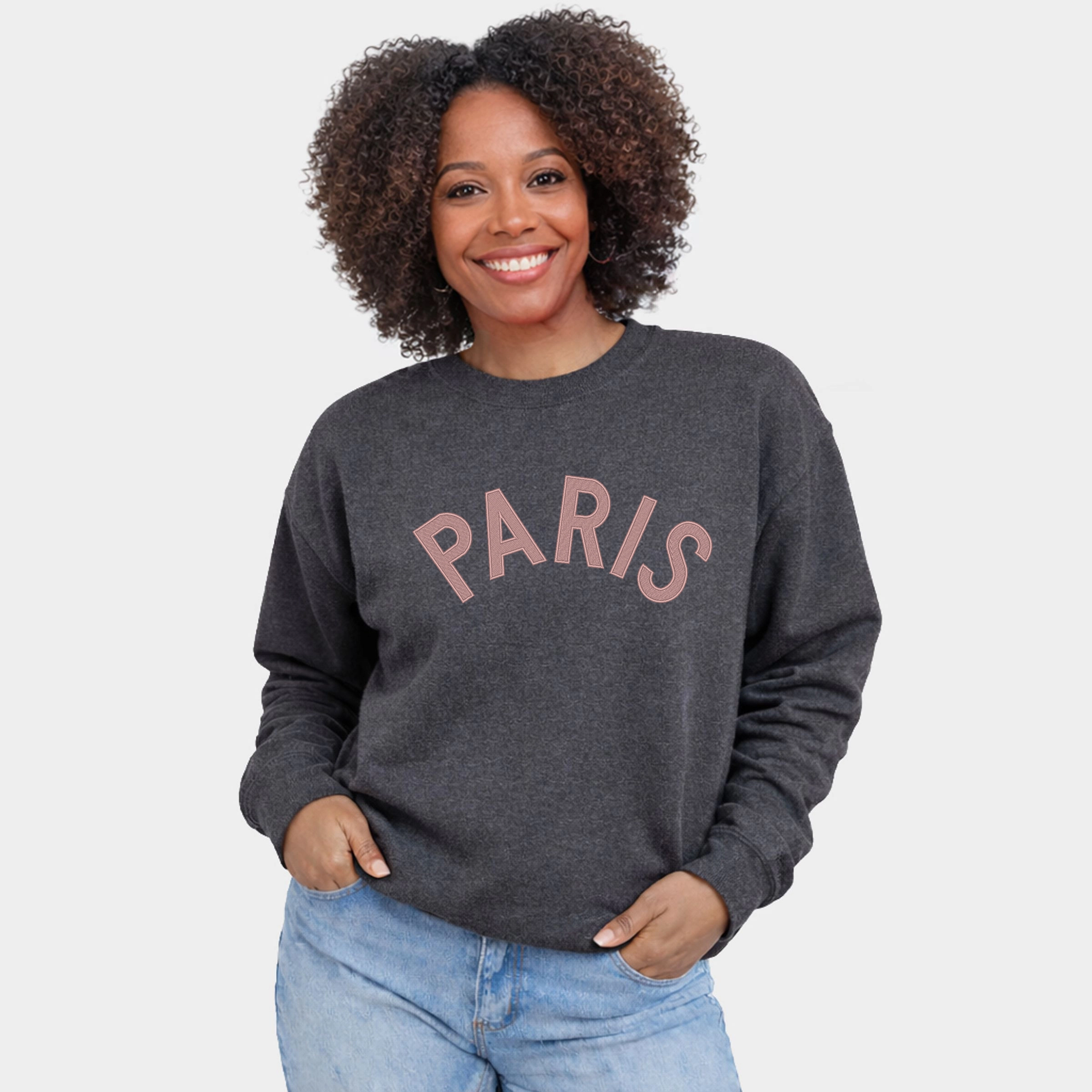 Simply Sage Market - Embroidered Paris Arched  Women's Graphic Sweatshirt
