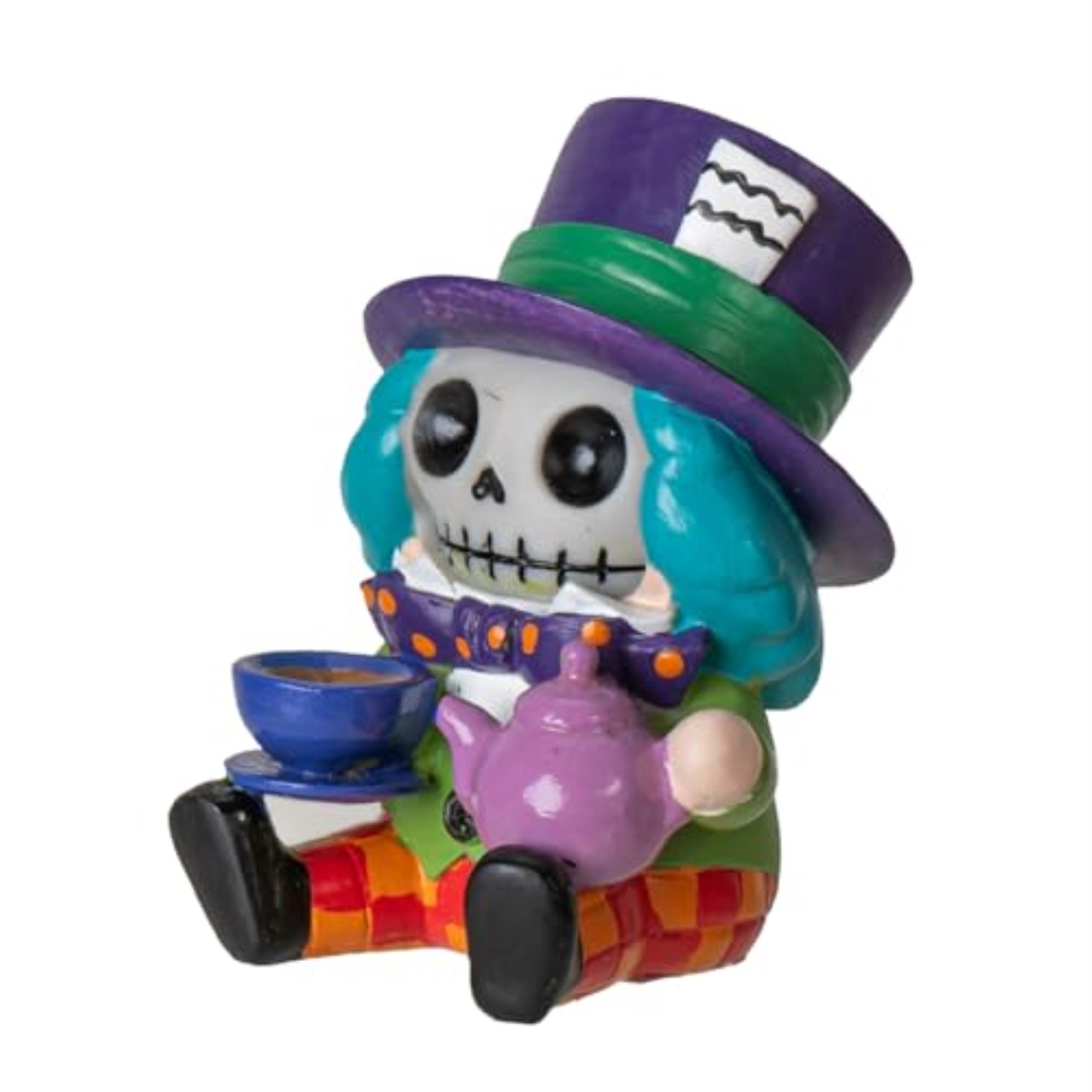 Pacific Giftware Furrybones Mad Hatter Skeleton in Costume Tea Party Collectible Figurine 3.4 inch
