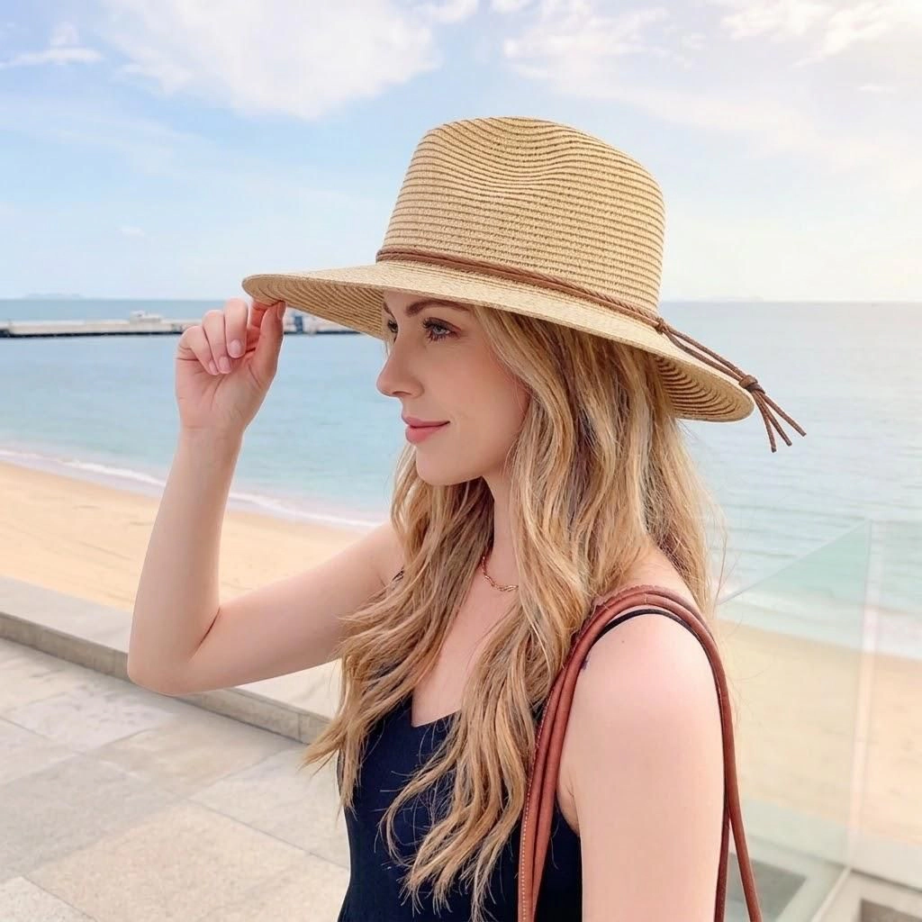 Anna-Kaci Women's Women Wide Brim Straw Sun Hat Lightweight Breathable Summer Beach Packable