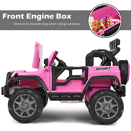 Costway 12V Kids Ride On Car 2 Seater Truck RC Electric Vehicles w/ Storage Room White