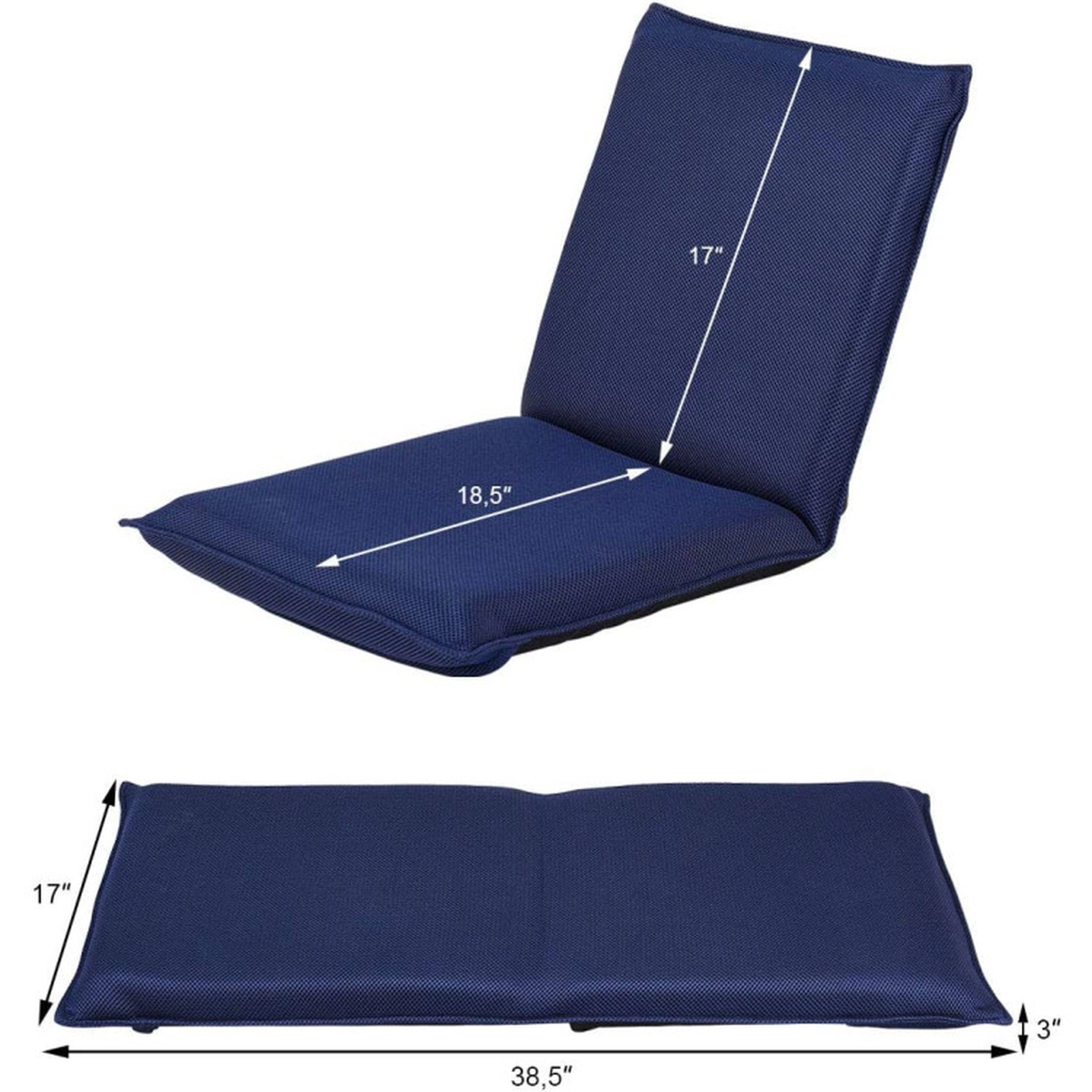SUGIFT Adjustable 6-Position Folding Floor Chair 287-Lb Capacity Navy