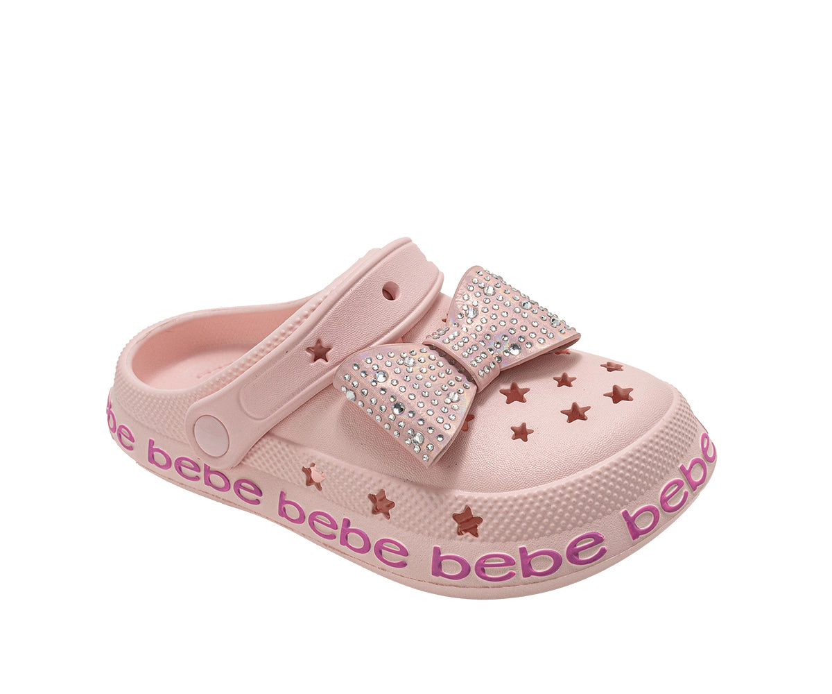 bebe Girl's Platform EVA Clogs with Rhinestone Bow Accent