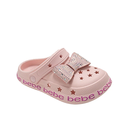bebe Girl's Platform EVA Clogs with Rhinestone Bow Accent