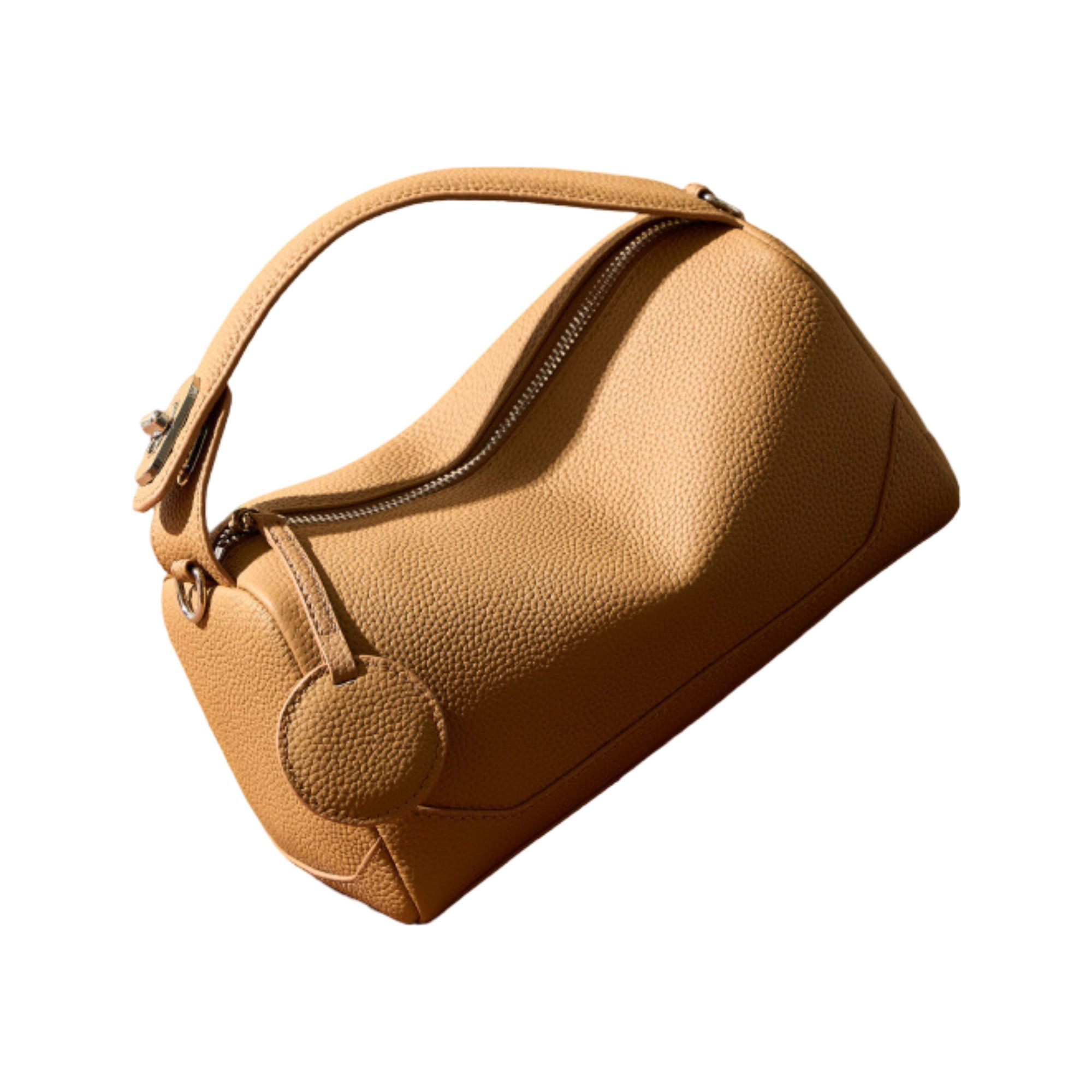 Alilang Women's Pebbled Leather Satchel Bag with Top Handle Adjustable Crossbody Strap and Zipper Closure