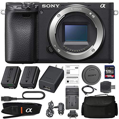 Sony Alpha a6400 Mirrorless: Digital Camera (Body Only ILCE-6400/B) + Sony NP-FW50 Battery, Spare FW50 Battery, 128GB