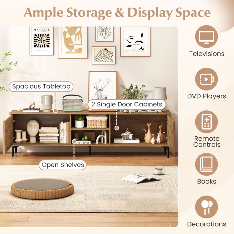 Hivvago Tv Stand For Tvs Up To 70 Inch Waveform Fluted Entertainment Center