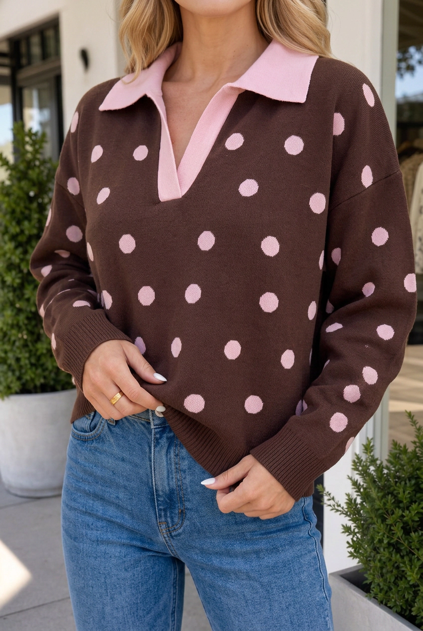 Threaded Pear Women's Zoe Collared Loose Pullover Sweater