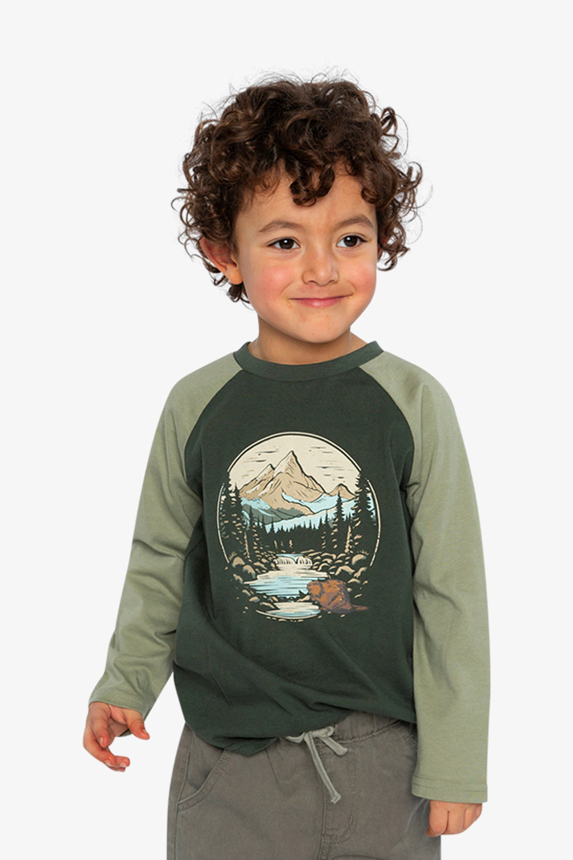 Deux par Boys Raglan T-Shirt with Nature Graphic
