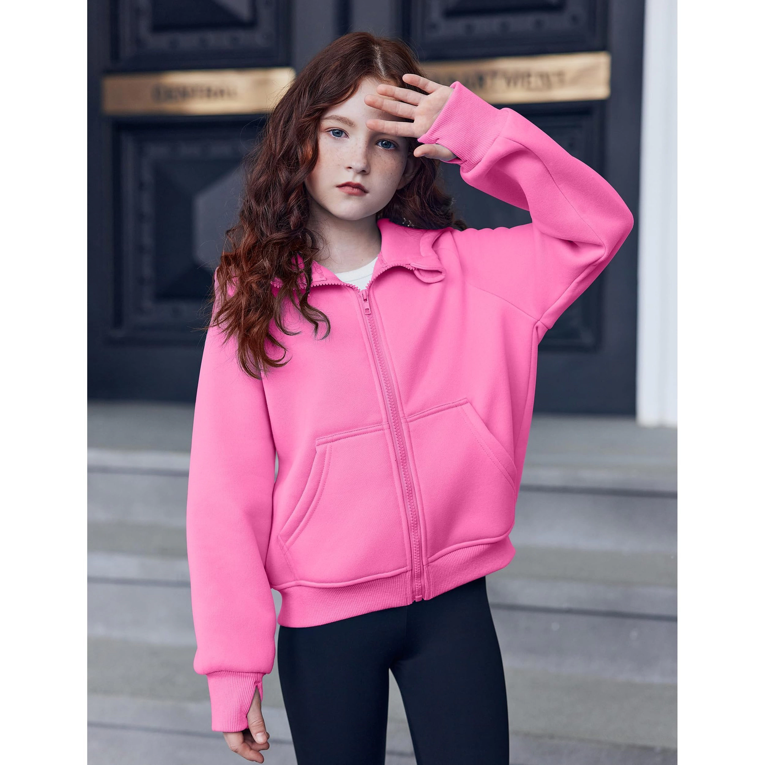 Arshiner Girls Zip Up Hoodies Teen Hooded Sweatshirts Fleece Jackets Kids Fall Fashion Outfits