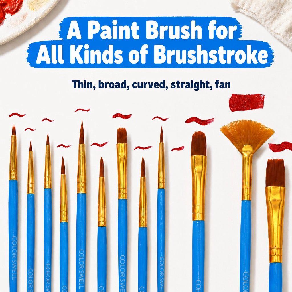 Color Swell Bulk Paint Brushes, 18 Pack, 12 Brushes per Pack (216 Total)