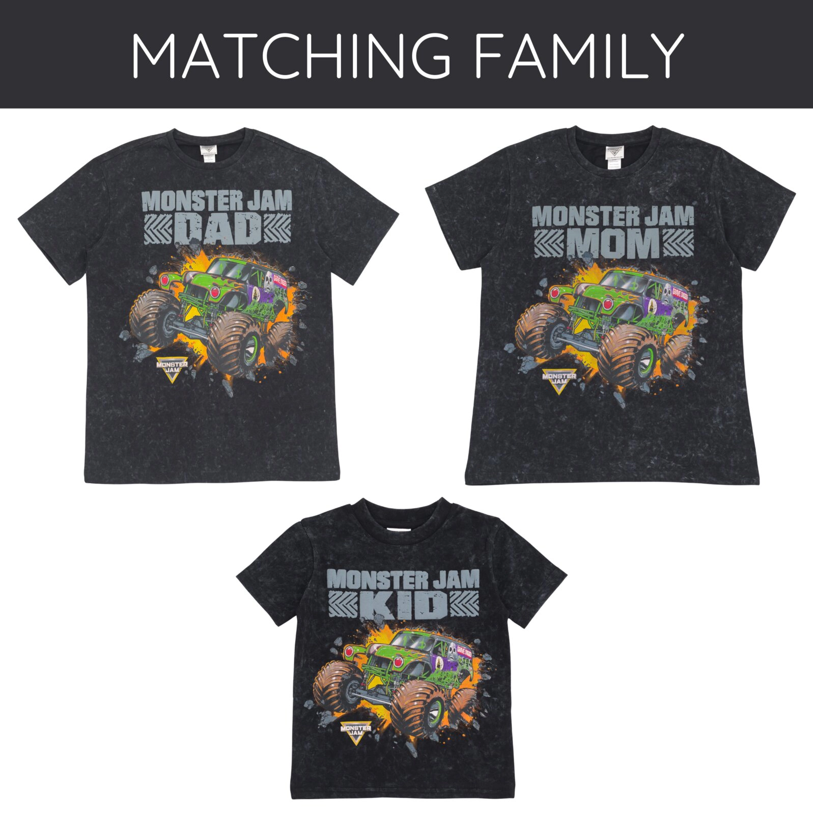 Monster Jam Grave Digger Matching Family Short Sleeve Cotton Graphic T-Shirt