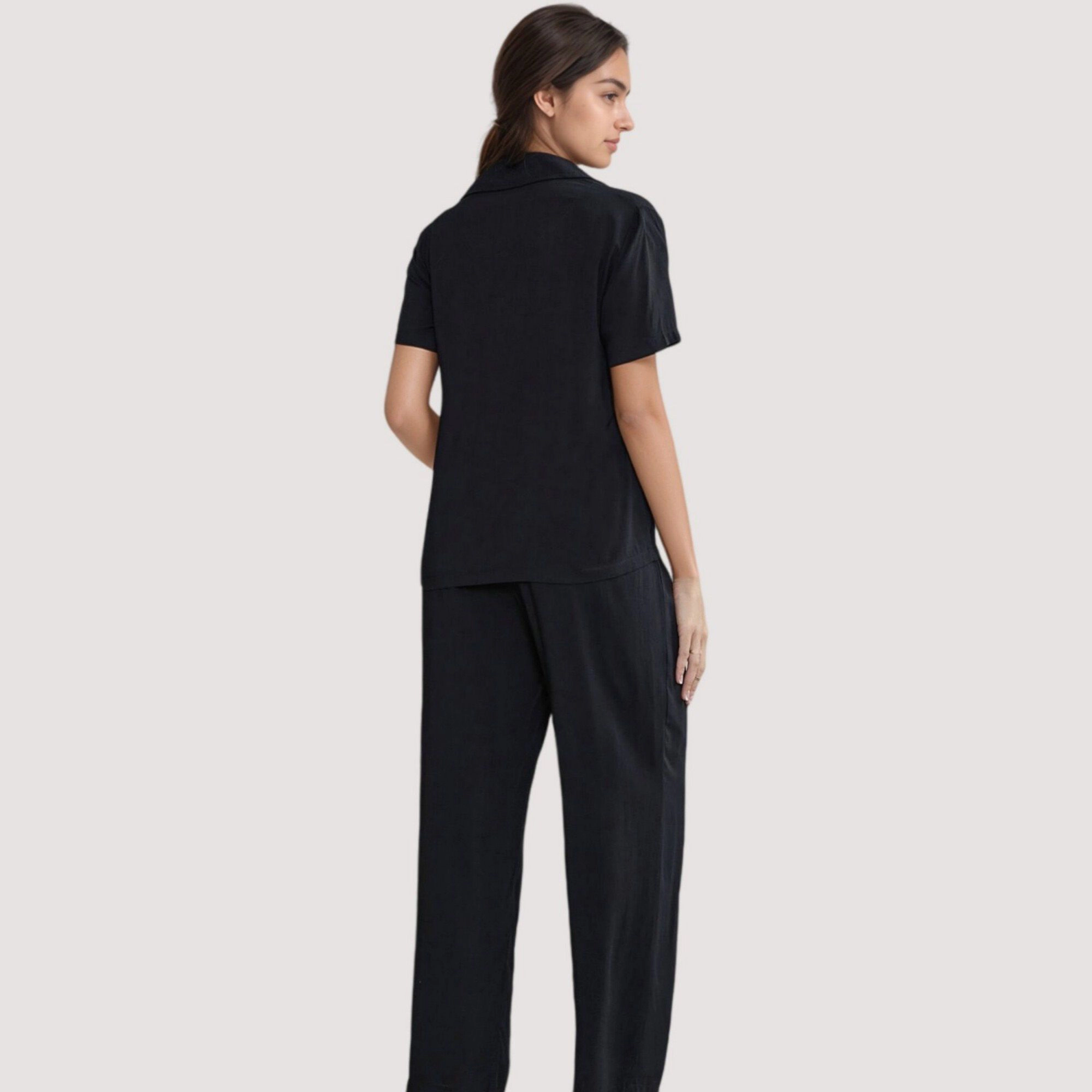 Anna-Kaci Women's 3-Piece Pajama Set with Bralette Top Button Down Shirt and Wide Leg Pants