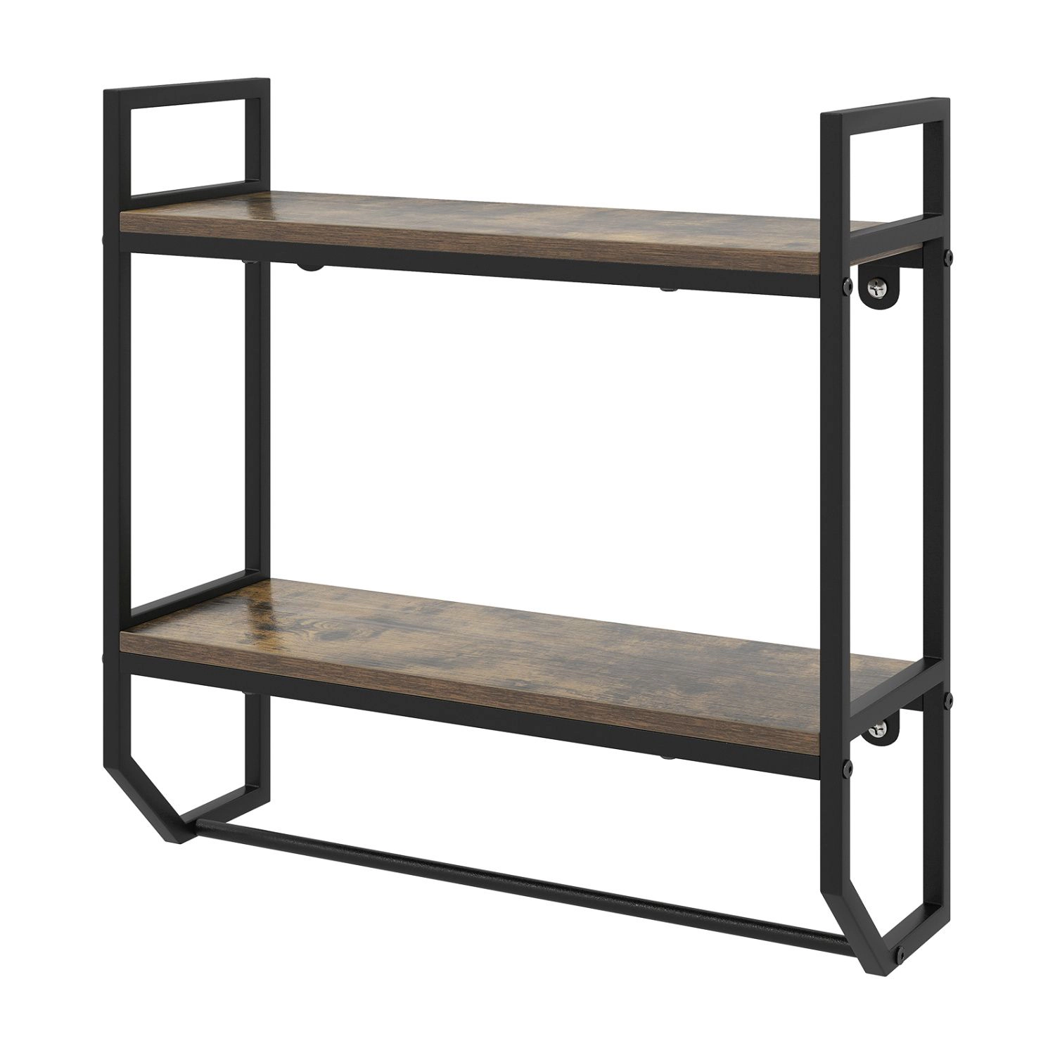 SlickBlue Rustic Brown Wall Mounted Bathroom Organizer with Metal Frame