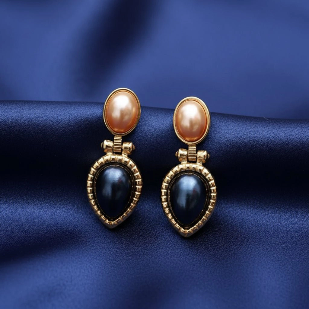 DressAtR Women's Oval Gold Tone Drop Earrings